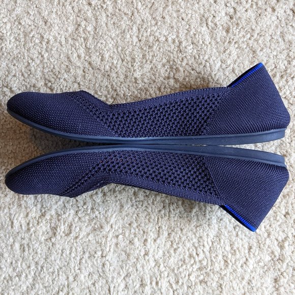 Rothy's retired Navy Blue Honeycomb Design Flats with Coral Insole - Picture 8 of 11